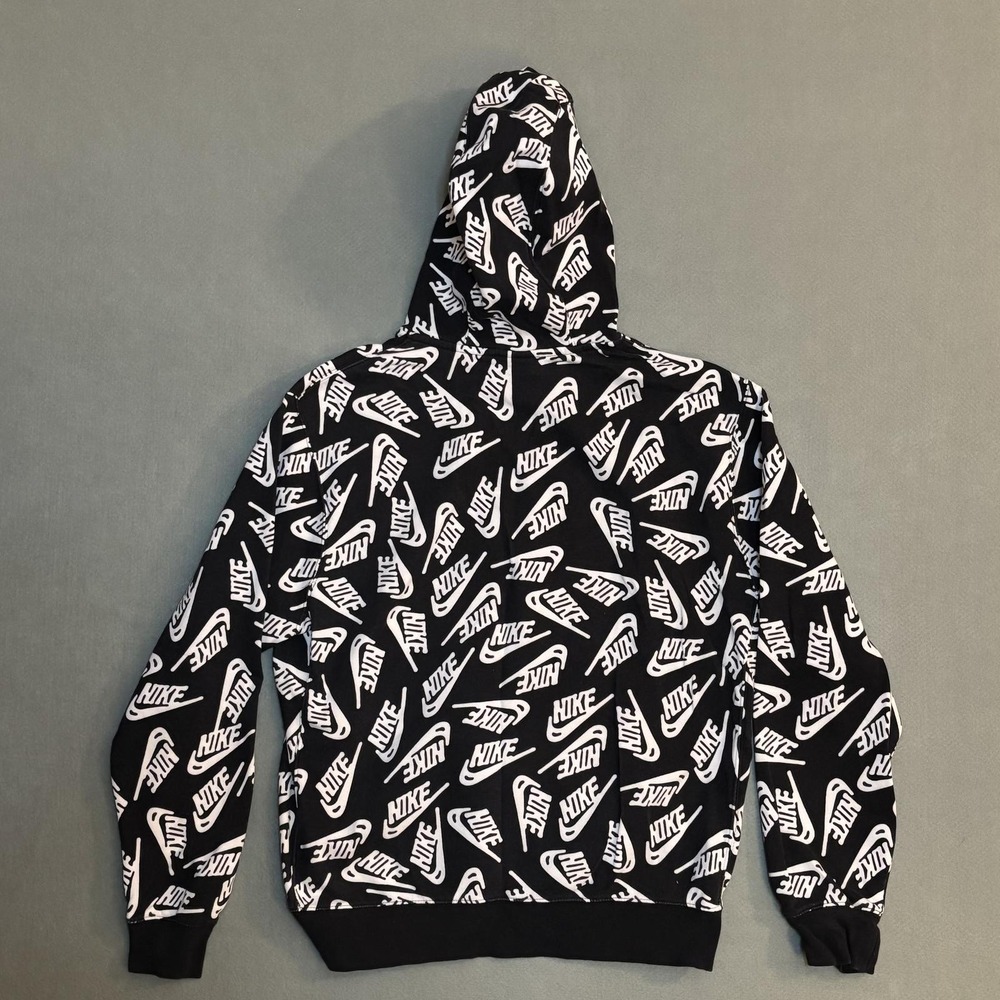Nike All Over Print Black Logo Hoodie Men's M Sweatshirt Athletic SEE DESC - Picture 6 of 8